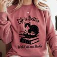 Life Is Better With Cats & Books Tuxedo Cat Mom Women Comfort Colors Sweatshirt Orchid Life Is Better With Cats & Books Tuxedo Cat Mom Women Comfort Colors Sweatshirt Orchid