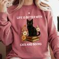 Life Is Better With Cats And Books Cute Cat Lover For Men Women Kids Comfort Colors Sweatshirt Orchid Life Is Better With Cats And Books Cute Cat Lover For Men Women Kids Comfort Colors Sweatshirt Orchid
