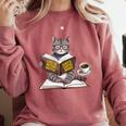 Life Is Better With Cats Coffee Books Cat Reading Book Comfort Colors Sweatshirt Orchid
