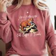 Life Is Better With Cats Coffee And Books Comfort Colors Sweatshirt Orchid Life Is Better With Cats Coffee And Books Comfort Colors Sweatshirt Orchid