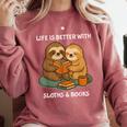 Life Is Better With Sloths And Books Cute Sloth Lover Comfort Colors Sweatshirt Orchid Life Is Better With Sloths And Books Cute Sloth Lover Comfort Colors Sweatshirt Orchid