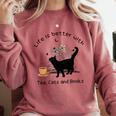 Life Is Better With Tea Cats And Books Cat Sayings Comfort Colors Sweatshirt Orchid Life Is Better With Tea Cats And Books Cat Sayings Comfort Colors Sweatshirt Orchid