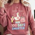 Little Miss 100 Days Smarter Cute Goose Reading Books Girls Comfort Colors Sweatshirt Orchid