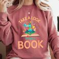 Take a Look It's In a Book Reading Teacher Book Lover Comfort Colors Sweatshirt Orchid