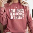 Love Jesus Read Books Lift Heavy Comfort Colors Sweatshirt Orchid