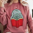 Manatee Reading Books Sea Animal Manatee Comfort Colors Sweatshirt Orchid