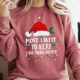Matching Christmas PJS Most Likely To Read A Book Comfort Colors Sweatshirt Orchid