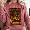 Melanin Girl Locs Book Lover Librarian Teacher Student Comfort Colors Sweatshirt Orchid