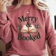 Merry And Booked Holiday Reading Winter Book Lover Premium Tri-Blend Comfort Colors Sweatshirt Orchid