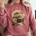 Nerdy Bearded Dragon Glasses Book Reading Comfort Colors Sweatshirt Orchid Nerdy Bearded Dragon Glasses Book Reading Comfort Colors Sweatshirt Orchid