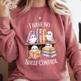 I Have No Shelf Control Ghost Reading Books Pun Comfort Colors Sweatshirt Orchid