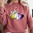 Non-Binary Book Lover Nonbinary Daisy LGBT Reading Pride Comfort Colors Sweatshirt Orchid