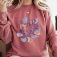 Octopus Book Reader Comfort Colors Sweatshirt Orchid