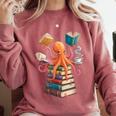 Octopus Book Reading Book Reader Ocean Octopus Comfort Colors Sweatshirt Orchid