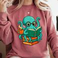 Octopus Reading Book Reading Bookworm Reader Comfort Colors Sweatshirt Orchid