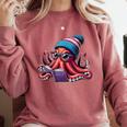 Octopus Reading Book Kraken Book Lover Comfort Colors Sweatshirt Orchid