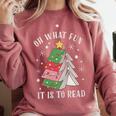 Oh What Fun It Is To Read Book Christmas Tree Premium Tri-Blend Comfort Colors Sweatshirt Orchid