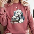 Old English Sheepdog Books Reading Dog Breed Graphic Comfort Colors Sweatshirt Orchid
