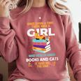 Once Upon A Time There Was A Girl Who Loves Books And Cats Comfort Colors Sweatshirt Orchid