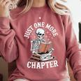 One More Chapter Skeleton Reading Books Lovers Readers Comfort Colors Sweatshirt Orchid