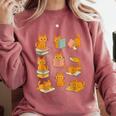 Orange Cats Reading Books Cat Lover Comfort Colors Sweatshirt Orchid Orange Cats Reading Books Cat Lover Comfort Colors Sweatshirt Orchid