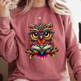 Owl With Glasses And Book Reading Comfort Colors Sweatshirt Orchid