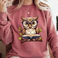 Owl Reading A Book Perched On A Branch Bookworm Comfort Colors Sweatshirt Orchid Owl Reading A Book Perched On A Branch Bookworm Comfort Colors Sweatshirt Orchid