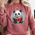 Panda With Book For Reading Enthusiasts Comfort Colors Sweatshirt Orchid Panda With Book For Reading Enthusiasts Comfort Colors Sweatshirt Orchid
