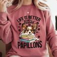 Papillon Dog Breed Life Is Better With Books And Papillons Comfort Colors Sweatshirt Orchid Papillon Dog Breed Life Is Better With Books And Papillons Comfort Colors Sweatshirt Orchid