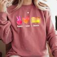 Peace Love Books Reader Librarian Library Book Comfort Colors Sweatshirt Orchid