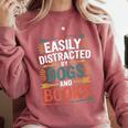 Pet Lover Joke Easily Distracted By Dogs And Books Men Comfort Colors Sweatshirt Orchid