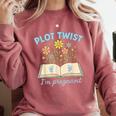 Plot Twist I'm Pregnant Literary Pregnancy Announcement Book Comfort Colors Sweatshirt Orchid Plot Twist I'm Pregnant Literary Pregnancy Announcement Book Comfort Colors Sweatshirt Orchid