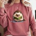 Porcupine Reading Book Hedgehog Book Lover Comfort Colors Sweatshirt Orchid Porcupine Reading Book Hedgehog Book Lover Comfort Colors Sweatshirt Orchid