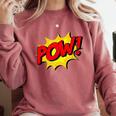 POW -Adults Kids Comic Book Cartoon Pop Art Novelty Sarcastic Comfort Colors Sweatshirt Orchid POW -Adults Kids Comic Book Cartoon Pop Art Novelty Sarcastic Comfort Colors Sweatshirt Orchid