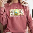 Preppy 100 Days Of School Goose Coffee Books Teacher Life Comfort Colors Sweatshirt Orchid