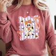 Preppy Coquette Bow Ghost Reading Books Halloween Book Comfort Colors Sweatshirt Orchid