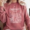 Protect Public Libraries Support Local Librarian Book Lover Comfort Colors Sweatshirt Orchid