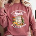 Quilting Sewing Machine Quilter Easily Distracted By Book Comfort Colors Sweatshirt Orchid
