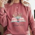 Quote New Chapter Begins Retired 2025 Floral Open Book Comfort Colors Sweatshirt Orchid