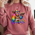 Rainbow Pride Bigfoot Reading Book With Heart Glasses Comfort Colors Sweatshirt Orchid