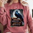 Raven On A Stack Of Books Wisdom Of Odin Comfort Colors Sweatshirt Orchid