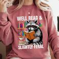 Well Read & Slightly Feral Raccoon Book Lover Graphic Comfort Colors Sweatshirt Orchid Well Read & Slightly Feral Raccoon Book Lover Graphic Comfort Colors Sweatshirt Orchid