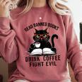 Read Banned Books Drink Coffee Fight Evil Retro Cat Comfort Colors Sweatshirt Orchid