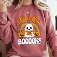 Read More Books Booooks Ghost Pumpkin Cute Teacher Halloween Comfort Colors Sweatshirt Orchid