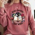 Read Books Be Kind Stay Weird Dragon Book Lover Comfort Colors Sweatshirt Orchid