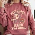 Read Books Be Kind Stay Weird Skeleton Grim Reaper Reading Comfort Colors Sweatshirt Orchid Read Books Be Kind Stay Weird Skeleton Grim Reaper Reading Comfort Colors Sweatshirt Orchid