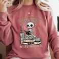 Read Books Be Kind Stay Weird Skeleton Reading Book Lover Comfort Colors Sweatshirt Orchid