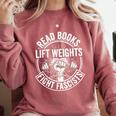 Read Books Lift Weights Fight Fascists Reading Men Women Comfort Colors Sweatshirt Orchid