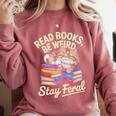 Read Books Be Weird Stay Feral Cat Comfort Colors Sweatshirt Orchid Read Books Be Weird Stay Feral Cat Comfort Colors Sweatshirt Orchid