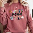 Read Children's Books Teacher Comfort Colors Sweatshirt Orchid